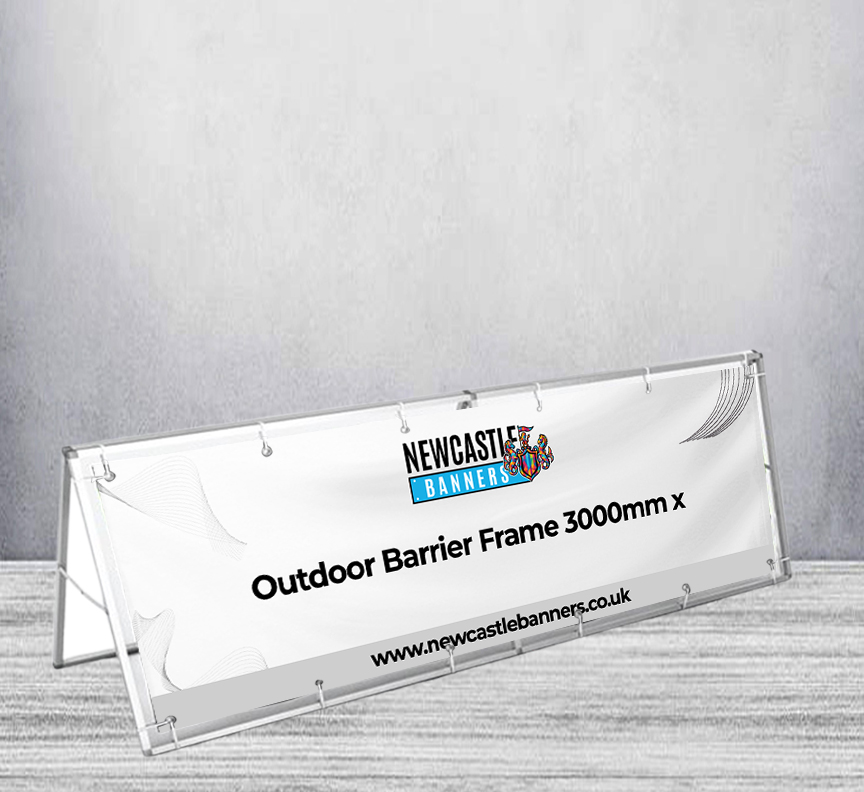 Outdoor Barrier Frame 3000mm x 1000mm (With Banner)