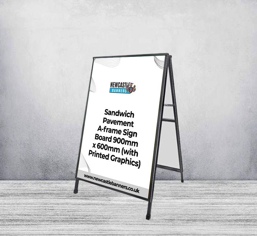 Sandwich Pavement A-frame Sign Board 900mm x 600mm (with Printed Graphics)