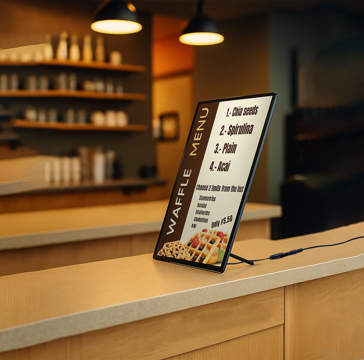 LED Illuminated Countertop Menu Display